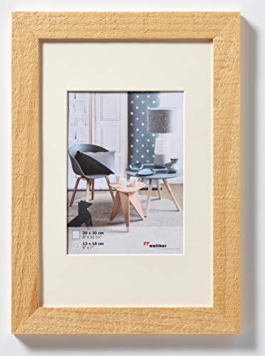 walther design Picture Frame Natural 40 x 50 cm with PassepArtout, Home Wooden Frame HO050H