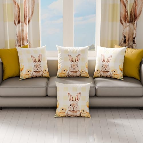 PETTI Artigiani Italiani - Set of 2 Easter Cushion Covers 35x35 cm in Microfibre, Easter Decorative Cushions for Bedroom, Sofa and Living Room, 2 Decorative Pillow Covers, 100% Made in Italy