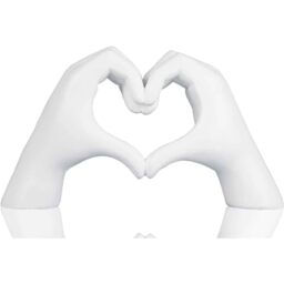 Pozbee Heart Gesture Sculpture, Home Decor Hand Statue, Gold Heart Figurine (White)