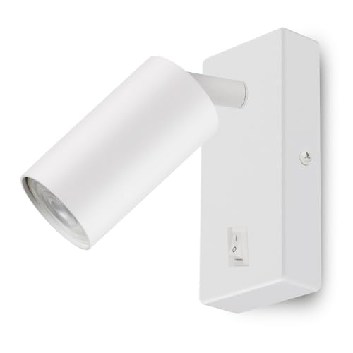 Maclean Wall lamp/Wall Light, spot, Round, GU10, with 55x100mm Switch, White, MCE369 W