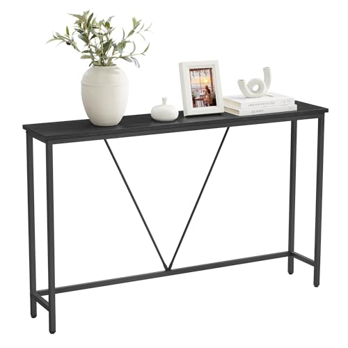VASAGLE Console Table for Hallway, Slim Sofa Table for Living Room, Hallway Table, Easy Assembly, Charcoal Grey and Ink Black LNT020B04