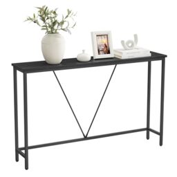 VASAGLE Console Table for Hallway, Slim Sofa Table for Living Room, Hallway Table, Easy Assembly, Charcoal Grey and Ink Black LNT020B04
