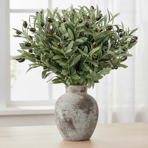 Leftover 12PCS 18Inch Faux Olive Branches for Vase,Artificia Tree Branches,Fake Plants,Greenery Stems,Eucalyptus Stems,Green Leaves for Centerpieces Decoration,Home Decor,Coffee Table Decor