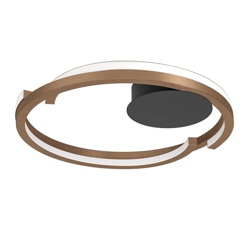 Eglo LED Ceiling Light Fixture Mezzomonte, dimmable Living Room lamp, Flush Mount lamp for Hallway and Bedroom, Bronze Metal, Warm to Cool White, Ø 48 cm