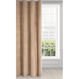 Eurofirany Velvet Super Soft Curtain with Eyelets - 1 Panel, Room Darkening Window Treartment, Drapes for Bedroom, Kitchen, Living Room, W53 x L98, Dark Beige