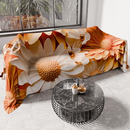 PETTI Artigiani Italiani - Spring Summer Double Bedspread Light Blanket Double Bed Linen Bedspread Floral 05-2 100% Made in Italy