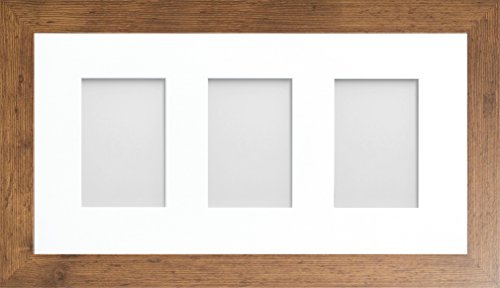 Frame Company Watson Rustic Multi-Aperture Photo Frame with Mount, 20x10 for 6x4 (x3 portrait) * Choice of Frame Colour and Mount Design* NEW