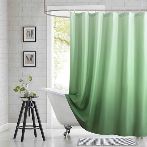 "BESTRIPES Extra Long Fabric Shower Curtain, Sage Green Ombre Modern Shower Curtains for Bathroom, 72"" W x 84"" H"