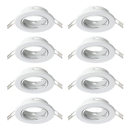Eglo Set of 8 recessed spotlights Agulo, Swivel Ceiling Lights, Round Spots Without Bulbs, White Steel Lamps, GU10 Base, Ø 8.6 cm