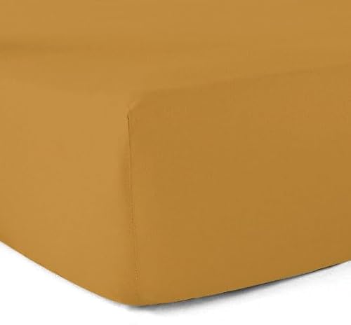 Fitted Sheet 100% Cotton 57 Thread Count Saffron 120 x 190 cm – 30 cm Corner