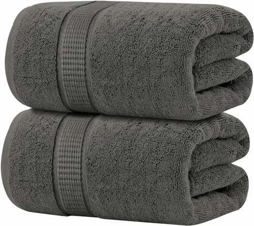 Oakias 600 GSM Bath Sheets 2 Pack Grey - 35 x 70 Inches - 100% Ring Spun Cotton Soft Extra Large Bathroom Towels - Highly Absorbent & Quick Dry - Shower Towels for Hotels, Gym & Spa
