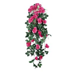 RECUTMS 2PCS Artificial Hanging Flowers 3.3Ft Fake Flower Plants for Home Room Garden Wedding Indoor Outdoor Decoration (Rose Red)