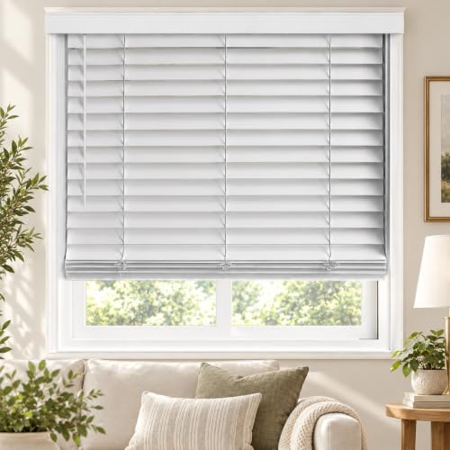 "CHICOLOGY Faux Wood Venetian Blinds, Window Blinds, Wood Blinds, Window Shades, Window Treatments, Blinds and Shades, Window Shades for Home, Wood Roller Blinds, 17"" W x 72"" H,"