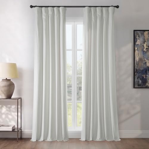 "HPD Half Price Drapes Heritage Plush Velvet Curtain (1 Panel), Polyester Blend, Pillow White, 50"" W x 120"" L (Pack of 1)"