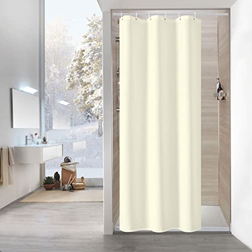 MitoVilla Small Stall Shower Curtain 36 x 72, Farmhouse Half Size Shower Curtain, Beige Fabric Narrow Shower Curtains for Bathroom Decor, 36 inch Weighted Shower Curtain Set, Cream