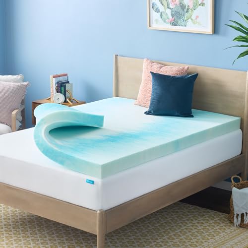 LINENSPA 4 Inch Gel Swirl Memory Foam Mattress Topper ??? Cooling Gel Infused ??? Pressure Relieving ??? CertiPUR Certified - Full
