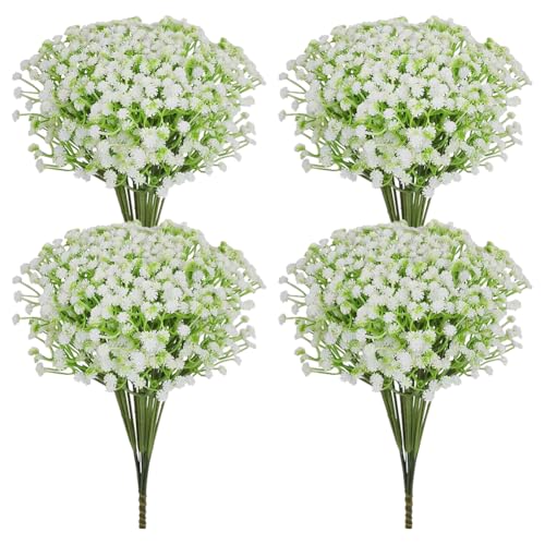 GSHLLO 20 Pcs Artificial Baby Breath Flowers Faux Baby Breath Flower Bouquets Fake Gypsophila Flowers Realistic Centerpiece Floral Plastic Bouquet Decor Flowers for Wedding Tables