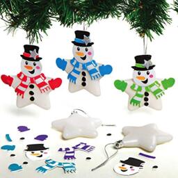 Baker Ross Snowman Star Bauble Kits – Pack of 6, Make Your Own Christmas Bauble Decoration, Christmas Decoration Craft Kit (AX514)