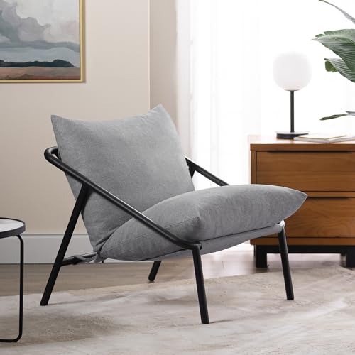 Zinus Ada Accent Sling Chair - Metal Framed Armchair with Shredded Foam Cushioning - Boucle Accent Chair