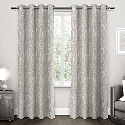 Exclusive Home Curtains Forest Hill Woven Blackout Grommet Top Panel Pair, Dove Grey, 52x84, 2 Piece