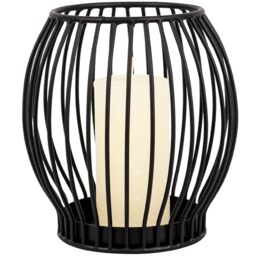 Gadgy Candle Holder Black - Lantern Large - Modern Metal Decoration - Black - 14.5 x 15 cm