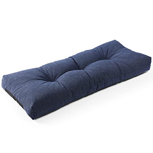 Sunrox LokGrip Non Slip Tufted Memory Foam Bench Cushion, FadeShield Water Resistant Durable Thicken Outdoor/Indoor Bench Seat Pads 30x14x4 inch, Heather Indigo