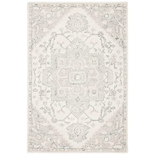 Safavieh Traditional Rug for Living Room, Dining Room, Bedroom - Micro-Loop Collection, Short Pile, in Ivory and Beige, 65 x 300 cm