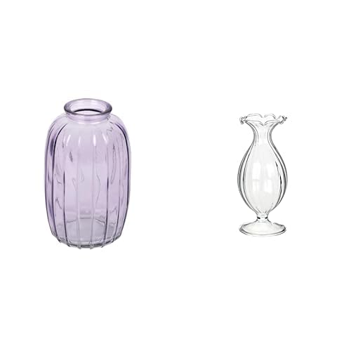 Talking Tables Lilac Glass Bud Vase for flowers, s & Talking Tables Clear Glass Bud Vase – Decorative G Table Decor Bundle