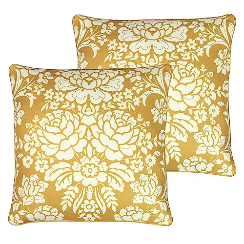 Paoletti Melrose Feather Filled Cushions Twin Pack, Honey, 50 x 50cm