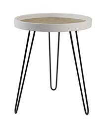 ASPECT Maisie Wood and Steel Side End Table-Ash Veneer Top, Black Hairpin Style Legs, Metal, 40 dia x 49(H) cm