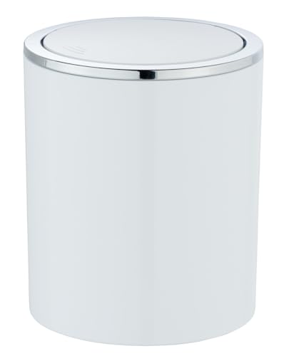 WENKO 2 Litre Swing Lid Waste Bin, Acrylonitrile butadiene styrene (ABS), White, Ø 14 x 16,8 cm