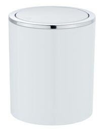 WENKO 2 Litre Swing Lid Waste Bin, Acrylonitrile butadiene styrene (ABS), White, Ø 14 x 16,8 cm