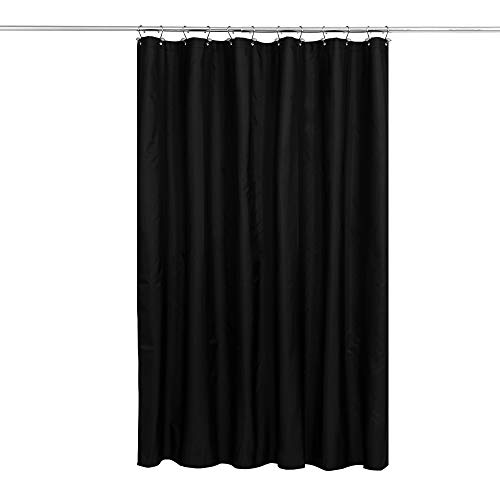 N&Y HOME Fabric Shower Curtain or Liner with Weighted Magnets - Hotel Quality Opaque Black Shower Curtain for Bathroom, Machine Washable, Water Repellent - Black, 72x72