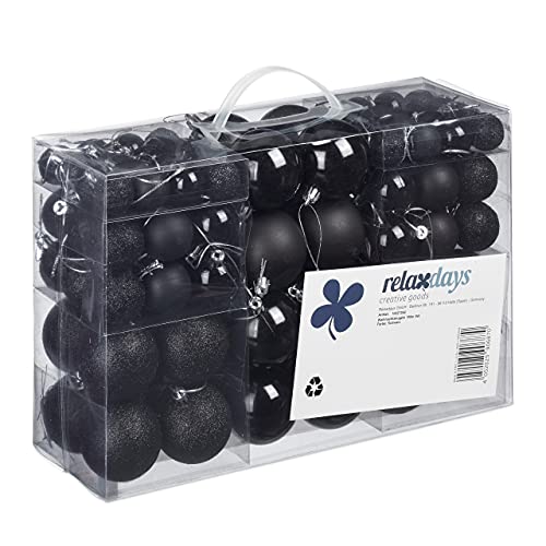 Relaxdays Christmas Baubles Set of 100, Festive Ornaments, Matt, Shiny, Glitter, Tree Balls ∅ 3, 4 & 6 cm, Assorted