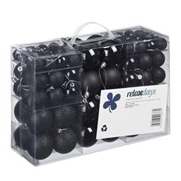 Relaxdays Christmas Baubles Set of 100, Festive Ornaments, Matt, Shiny, Glitter, Tree Balls ∅ 3, 4 & 6 cm, Assorted