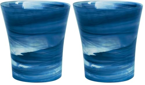 Ivyline Ecoware 7468N 13.5 cm Internal Diameter Recyclable Glass Flared Orchid Planter (Navy) (Pack of 2)