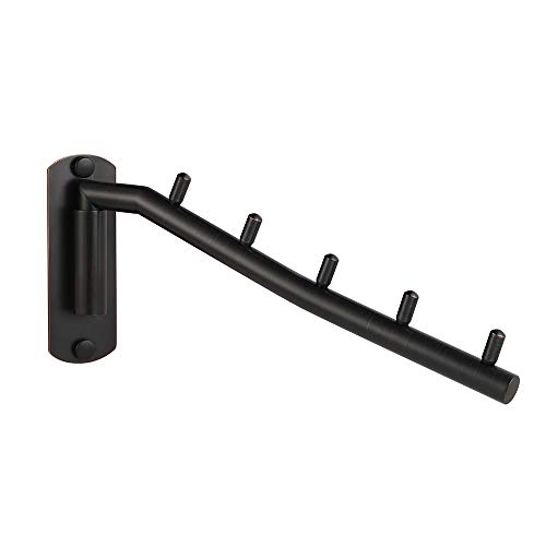 JQK Folding Clothes Hanger Rack, Stainless Steel Swing Arm Hook Holder, Clothing Hanging System Drying Closet Storage Organizer Oil Rubbed Bronze Wall Mount, SHR100-ORB