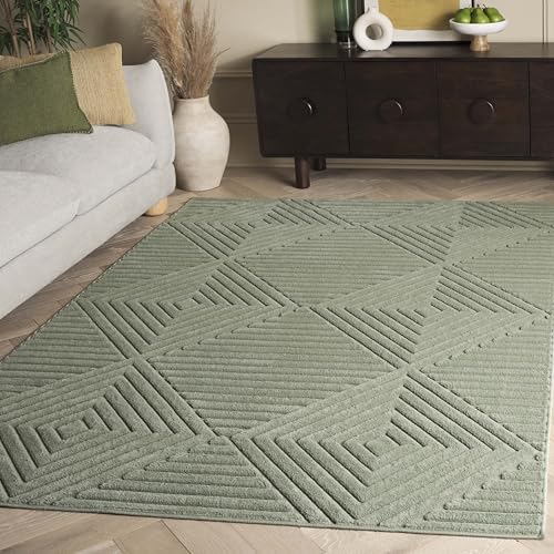 SAFAVIEH Selena Collection Modern Rug for Living Room, Dining Room, Bedroom, Short Pile, Green, 160 x 229 cm
