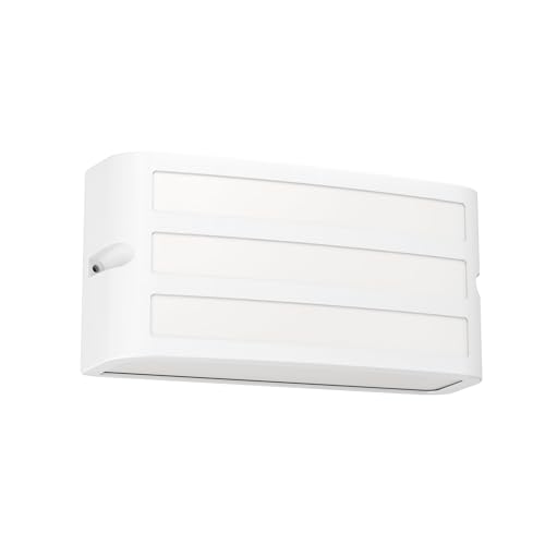 Eglo Outdoor wall Light Fixture Camarada, External Porch Lighting, Rectangular Outside Spotlight, Flat façade lamp, White Metal, E27 Socket, IP54