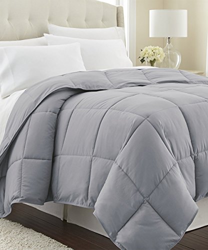 "LUX Décor King Size Bed Comforter - Down Alternative Box Stitched Fluffy Comforter - Duvet Insert 102"" x 90"" (King, Grey)"