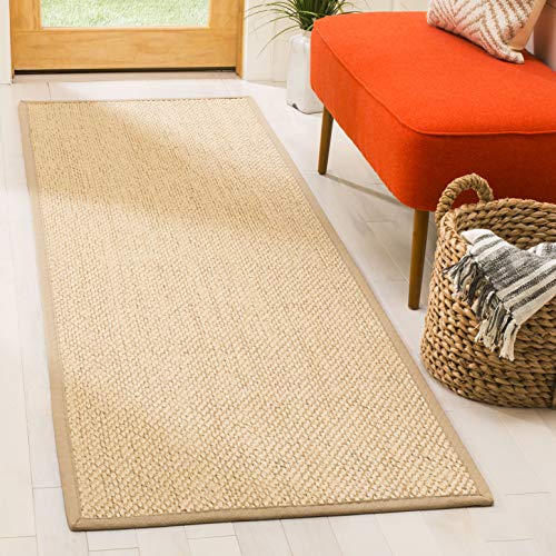 Safavieh Natural Fiber Rug for Living Room, Dining Room, Bedroom - Natural Fiber Collection, Short Pile, in Beige, 76 x 183 cm