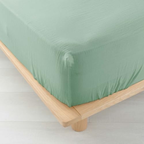 Douceur d'Intérieur, Fitted Sheet (160 x 200 cm) Angelia Sage, Cotton Gauze