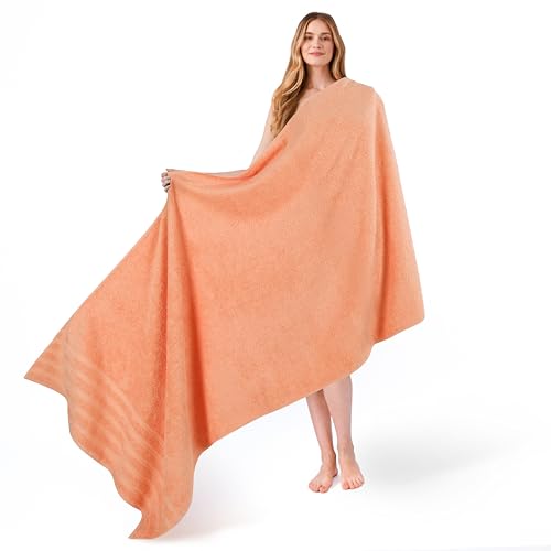 American Soft Linen Jumbo Large Bath Towels, 100% Turkish Cotton Bath Sheet, 35 x 70 Inches, Malibu Peach