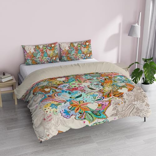 Italian Bed Linen Duvet Cover Set, 100% Cotton, Digital Print KI-OSA, KIO-660, Double