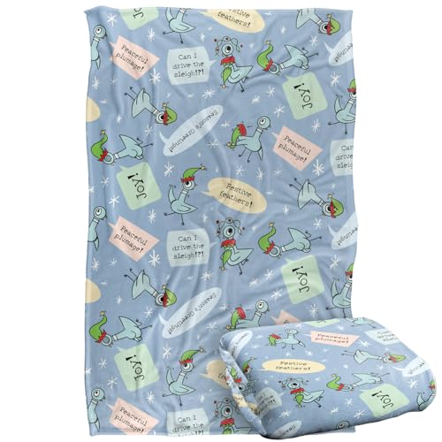 Dont Let The Pigeon Drive The Sleigh Joy Pattern Blue Silky Touch Super Soft Throw Blanket 91 x 147 Cm