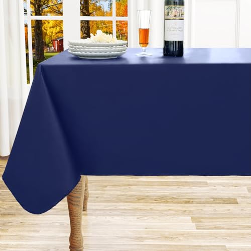 "Homing Rectangle Vinyl Tablecloth, Waterproof Spillproof Plastic Flannel Backed Table Cloth, Wipe Clean Table Cover for Dining, Buffet Parties and Camping, 4th of July (Navy Blue, 52"" x 70"")"