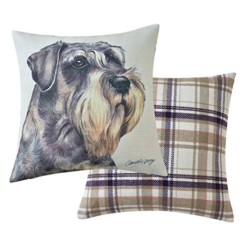 Viceni Maturi Schnauzer Filled Dog Cushion-43 x 43cm / 17 x 17-inch, Multi-Coloured, 43 x 43cm