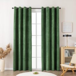 Sonive Blackout Curtains Green 2 Pcs, Velvet Curtains L300×W145cm OEKO-TEX