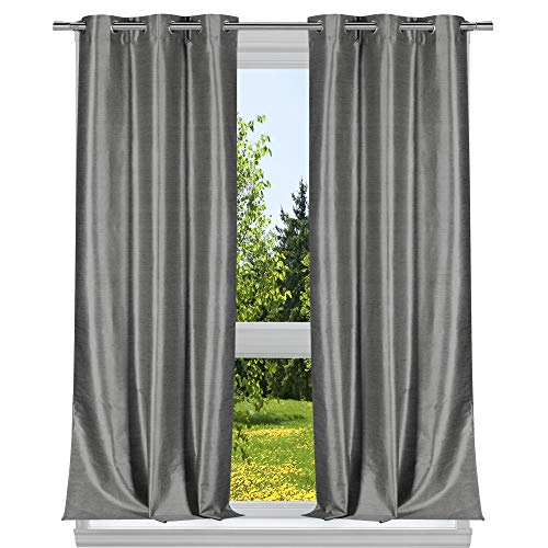 Duck River Textile Solid Window Curtain Set, Velvet, Silver, 38x96