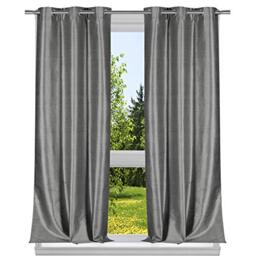 Duck River Textile Solid Window Curtain Set, Velvet, Silver, 38x96